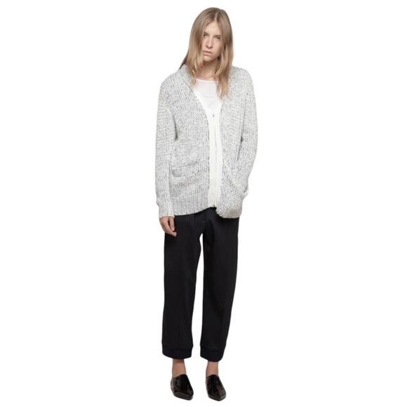 3.1 PHILLIP LIM Double Collar V-Neck Marled Yarn Wool Blend Cardigan chunky knit - Picture 6 of 16